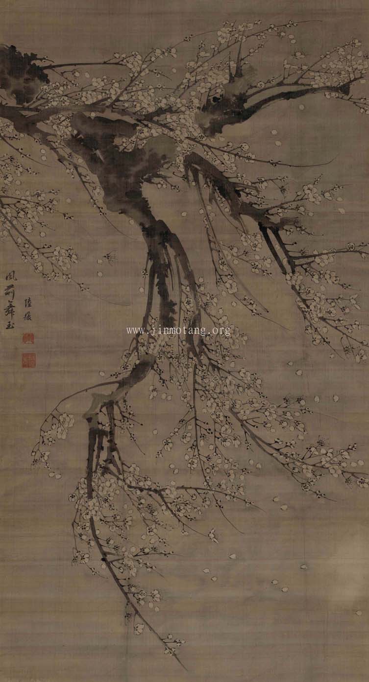 陸復  《風前舞玉》梅花圖